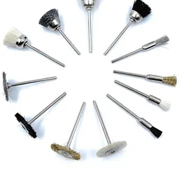 uptodatetools Nylon, Brass & Steel 12pcs Mix End Brushes for Polish,Buff,Cleaning,Finishing,Deburring,Rust Removal for Dremel Rotary Tool, Micro Motor, Polishing Machine for Jewellery Wheel Brush image 2
