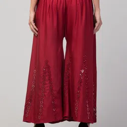 crown king garments Women Regular Fit Maroon Viscose Rayon Trousers image 2