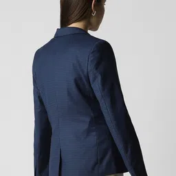 Van Heusen Woman Checked Notched Lapel Collar Single Breasted Formal Blazers image 3