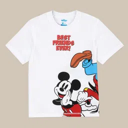 Kids Ville Boys Pack of 2 Mickey & Friends Printed Pure Cotton Round Neck Tshirt image 2