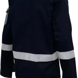 saashagarments Men Industrial Safety Jacket with Triple Reflective Stripes | High Visibility Striped Suit image 4