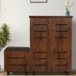 solace craft Carson Shoe Rack With Seating In Classic Walnut Finish-picture-19