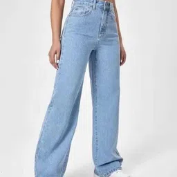 cat look Women Straight Fit Mid Rise Light Blue Jeans image 3