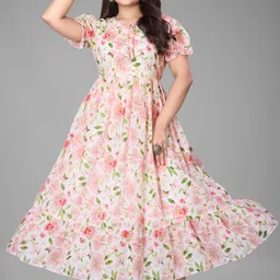 maruti nandan impex Women Fit and Flare Multicolor Maxi/Full Length Dress image 3