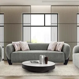 casacraft from pepperfry Victoria Boucle Fabric 2 Seater Sofa in Graphite Grey Colour image 4