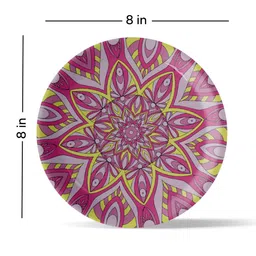 nestroots Purple & Yellow Printed Ceramic Wall Decor Plate image 4