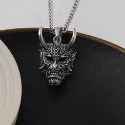 rappersshop Stainless Steel Devil Pendant Locket Set with Box Chain Sterling Silver Stainless Steel Pendant Set image 4