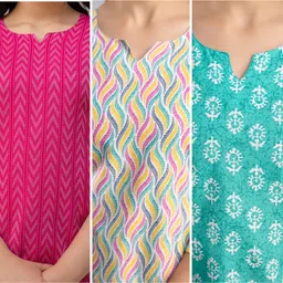 biraeam Pack of 3 Women Printed Cotton Blend A-line Kurta image 4
