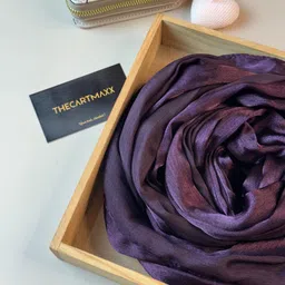 thecartmaxx Solid Satin Blend Women Purple Fancy Scarf, Stole, Scarf image 2