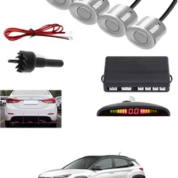 maties 4Silver Parking Sensor With LED Display Increased Safety For Car-166 Universal 4 Silver Reverse Parking Sensor With LED Display For Cars-166 Parking Sensor image 1