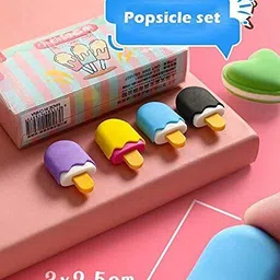 goodies outlet Imported Stuff Cutest Donuts, Ice Cream Cone, Ice Cream and Lolipop Erasers Set Non-Toxic Eraser image 5