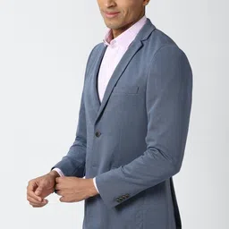 peter england Men Solid Single Breasted Formal Blazer image 4