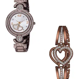 Gopal Shopcart Unisex Pack Of 2 Stainless Steel Bracelet Style Strap Analogue Watch GR_101-picture-33