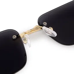 HASHTAG EYEWEAR Unisex Rimless UV Protected Lens Rectangle Sunglasses RL-125122-GLD.BLU image 5