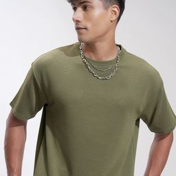 HIGHLANDER Men Self Design Round Neck Oversized T-shirt-picture-34