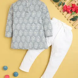 Sangria Boys Printed Mandarin Collar Straight Kurta & Trousers Sets-picture-14