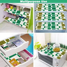 E-Retailer 7-Pcs Green & White Printed Refrigerator Covers image 4