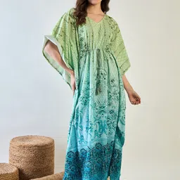 The Kaftan Company Women Ethnic Motifs Printed Maxi Nightdress-picture-38