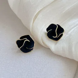 FIMBUL Gold Plated Enamelled Floral Studs-image-58