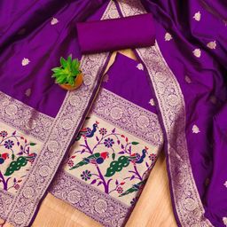 LeeliPeeri Designer Ethnic Motifs Woven Design Banarasi Silk Unstitched Dress Material-picture-14