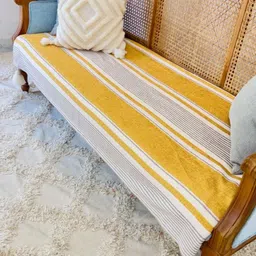 THROWPILLOW Yellow & White Printed Polyester 1 Piece Sofa Cover image 4