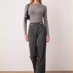 Trendyol Women Mid-Rise Regular Fit Parallel Trousers-image-7