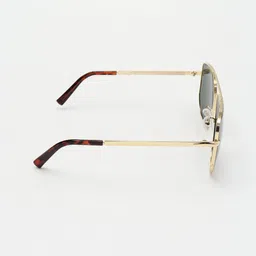 PELLE LUXUR Unisex Grey Lens & Gold-Toned Aviator Sunglasses with UV Protected Lens image 2