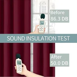 BFAM Maroon Set of 2 Black Out Long Door Curtain image 2