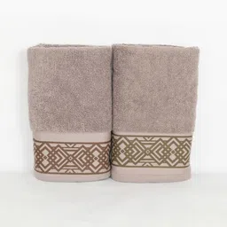 Myntra Elegant Homes 2-Pcs Brown Printed 520 GSM Pure CottonHandTowel image 1