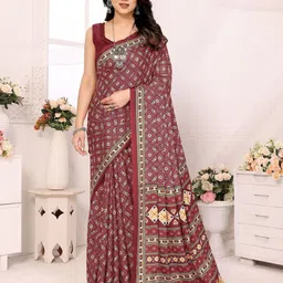 ROOP SUNDARI SAREES Bandhani Printed Pure Crepe Saree-image-98