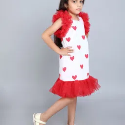 Pink Chick Print Flutter Sleeve A-Line Dress image 2