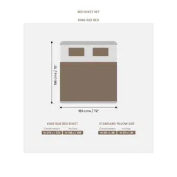 SANSAAR A DDECOR BRAND LIVE CONSCIOUSLY Ash Cotton 350 TC King Bedsheet Set-2.74mx2.74m image 4