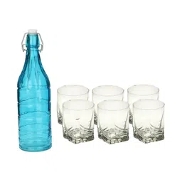 1ST TIME Blue & Transparent Glass Solid Water Bottle-picture-13