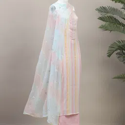 Biba Striped Pure Cotton Unstitched Dress Material image 3