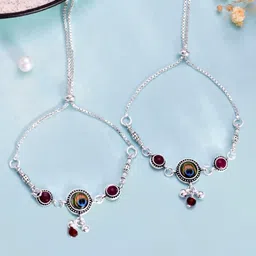 Sangria Silver-Plated Artificial Stones Anklet-picture-31