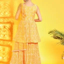 Chhabra 555 Bandhani Print Embroidered Peplum Kurta & Lehenga With Dupatta image 5