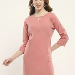 Monte Carlo Women Solid Round Neck Casual A-Line Dress-image-12