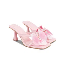 JM Looks Embellished Kitten Heel Sandals with Flower and Pearls Detail-picture-29