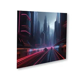 nestroots Blue & Pink Canvas Cityscape Wall Art image 3