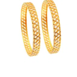 Jewar Mandi Set Of 2 Gold-Plated & Silver-Plated Intricate Design Bangles image 3