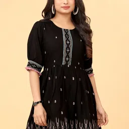 PEACH PIPER Ethnic Motifs Embroidered Cotton Fit & Flare Ethnic Dress-picture-12