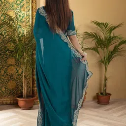 Siya Fashion Embellished Embroidered Saree With Blouse Piece image 4