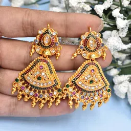 MEIRA JEWELLERY Artificial Stones Studded Contemporary Drop Earrings-picture-37