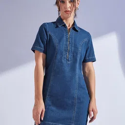 Miss Chase Denim Sheath Mini Dress image 1