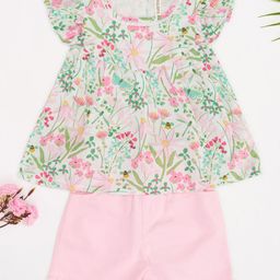 Pantaloons Baby Girls Floral Printed Pure Cotton Top With Shorts-picture-29