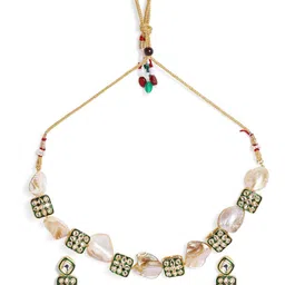 Priyaasi Gold Plated Geometric Pattern Kundan Studded Choker Jewellery Set image 2