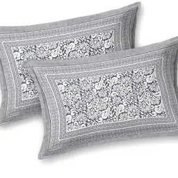 Myntra Elegant Homes Grey & White 210 TC King Bedsheet with 2 Pillow Covers image 2