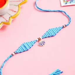 Sangria Stones Studded & Pearls Beaded Unique Thread Rakhi With Roli Chawal Chandan-picture-35