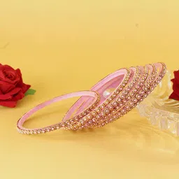 NMII Set Of 12 Beaded & Moti Work Glass Bangles-image-28