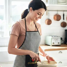 HOMESTIC 2-Pcs Black Printed Waterproof Apron With Front Pocket image 4